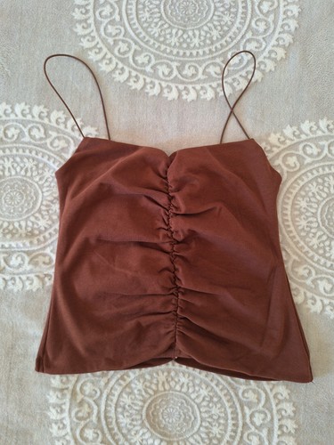 Top arricciato zara marrone - zara,
