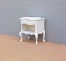 Comodino tavolino mobiletto con vano e cassetto laccato Shabby Chic, H 60 cm!
