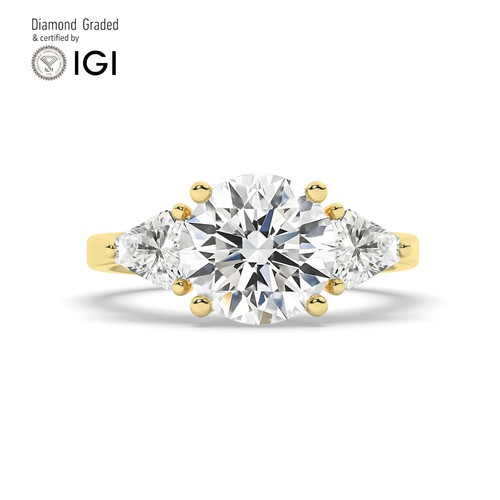 Round diamond trilogy ring - trilogy, 14k