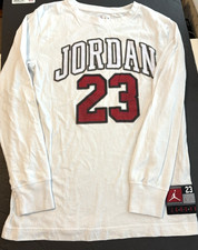 T-shirt Jordan 23 maglietta bianca grafica ragazzo bambino taglia large 12-13 anni manica lunga