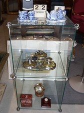 LIBRERIA- VETRINA IN VETRO E SFERE IN  ACCIAIO CROMATO- VINTAGE