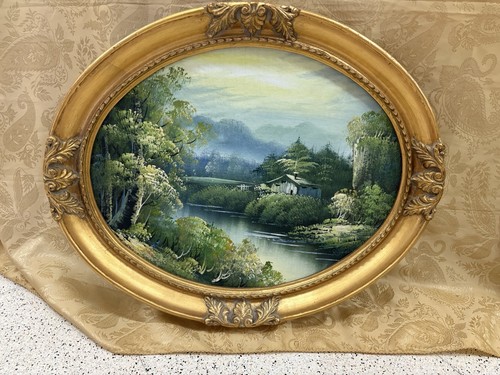 Quadro ovale paesaggio dipinto