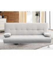 Divano letto reclinabile 3 posti ecopelle bianco doppio cuscino Sicorage Kidren