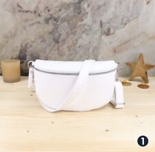 marsupio donna vera pelle borsa tracolla sac picollo bianco