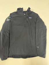 Patagonia R1 1/2 Zip Maglione Uomo L Polartec Nero Waffle Fleece Pullover KE9