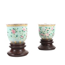 Coppia Jardiniere epoca Guangxu Cina Inizio '900 Ceramica Decori Floreali