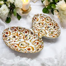 Antipastiera stile antica in porcellana Limoges Centrotavola decorato oro Uovo