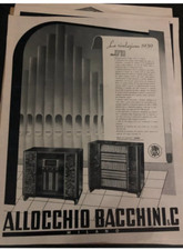 Pubblicità reclame a piena pagina foglio pubblicitario epoca Allocchio Bacchini
