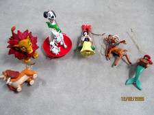 Lotto 6 Ornamenti Natalizi Grolier/Disney-Dalmations,Sirena,Simba,Bambi,Lady Sn