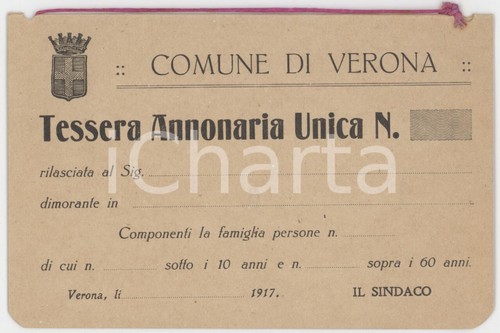1917 verona tessera annonaria - 1917,
