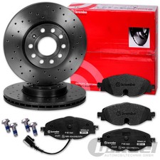 BREMBO Dischi Freno Sport + Pastiglie Anteriori per VW Golf 7 Passat 3G Touran