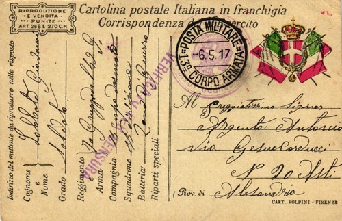 1917 cartolina militare in - 1917,