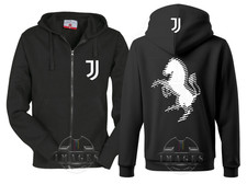 FELPA JUVE FULL ZIP CAPPUCCIO HOODIES JUVENTUS SOCCER TEAM ITALIA LOGO