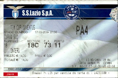 Biglietto stadio coppa - biglietto,
