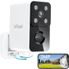 Rotazione 180° Telecamera Wifi Esterno Senza Fili, 4 LED Lights, 2K Videocamera 