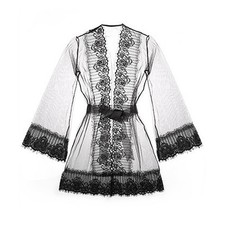 Men Black Loose Bathrobe Solid