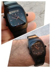 80s SEIKO H557-5350 ANA-DIGI ALARM CHRONOGRAPH BLACK PVD VINTAGE WATCH UHREN 