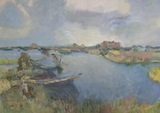 Savino LABO’ (Milano 1899-1976) Barene a Torcello Venezia Olio su tela cm 50x70
