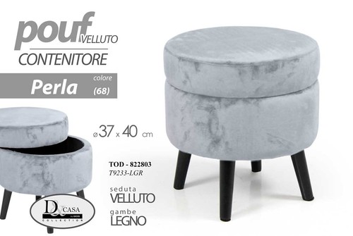 Pouf contenitore tondo velluto - tondo,