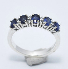 ANELLO IN ARGENTO 925 CON 5 ZAFFIRI BLU TOTALI 1,20 CT.