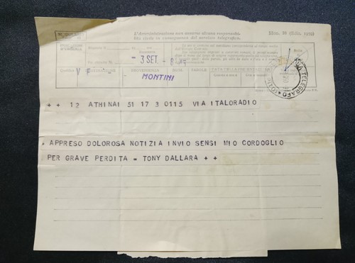 Telegramma tony dallara per - telegramma,
