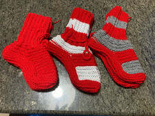 3 PAIA BABBUCCE SCARPETTE ARTIGIANALI FATTI A MANO CON FERRI DI MISTO LANA