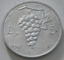 5 lire uva 1947 ottima