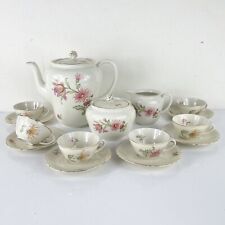 Servizio da caffe antico in porcellana Bavaria Seltmann tazzine a fiori e oro x6