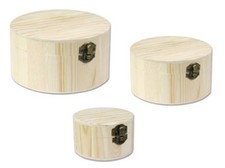 x 3 Scatole Legno Rotonde