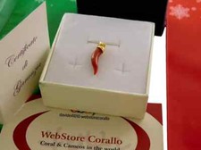 Corno di corallo con ciondolo oro 18k 750 pietra pregiata corno pietra corallo rosso uomo