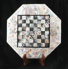 Scacchiera piano bianco 18" fatta a mano mosaico intarsiato arte decorativa regalo Halloween
