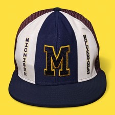 Michigan Wolverines Trucker Hat Vintage 90s NCAA AJD size Large Made USA