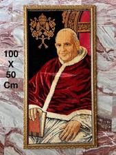 QUADRO Arazzo PAPA FRANCESCO Vaticano Cornice Oro Ricamato Tessuto Papale Porpor
