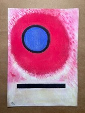 Wassily Kandinsky Disegno su carta (fatto a mano) firmato e timbrato tecnica mista.