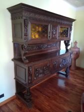 credenza antica doppio corpo in pioppo Periodo eclettico 1860/1880.