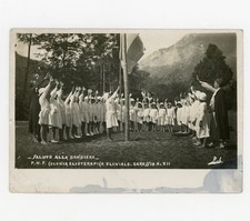 Fascismo Garessio Colonia Elioterapica Saluto Bandiera PNF ONB Foto Cartolina