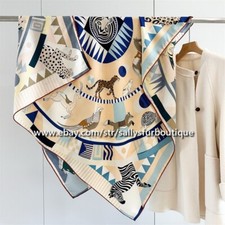 Sciarpa scialle Sallys 70% cashmere 30% seta stola stampa animali tigre 2 volti 53"