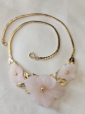 Trifari Collana Vintage, Rosa- Oro con Fiori, nuova.