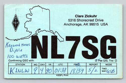 Radioamatore qsl nl7sg - qsl,