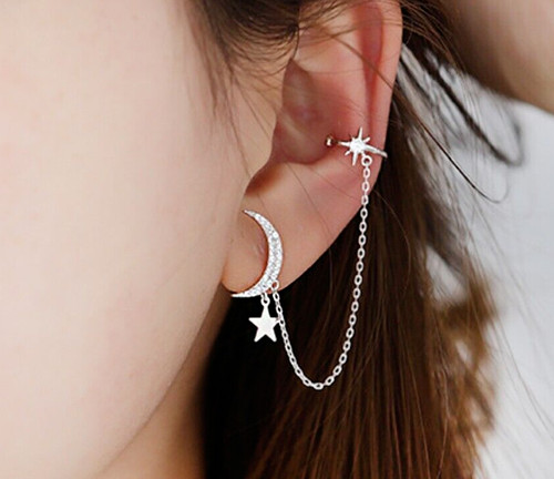 Orecchini luna argento con - orecchini,