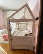 letto bambina a casetta marca casacopenaghen bianco con materasso 