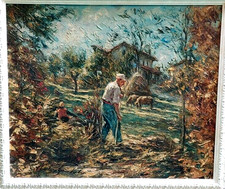 pittore GANDOLA  -'BELLAGIO-FRAZIONE SUIRA-COMO' IL TAGLIO DELL'ERBA' BELLO!