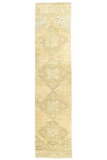 Tappeto lungo antico turco Oushak Runner, decorazione casa vintage 2,5 x 12,2 piedi corridoio