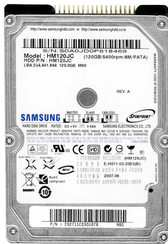 Samsung spinpoint m60 - samsung, hm120jc