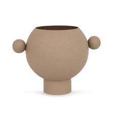 Vaso Rotondo Marrone - Design Elegante - Metallo - 28cm - Arredo Casa