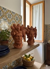 Coppia Teste Di Moro Lui E lei Color Terracotta 30 Cm