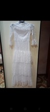 Long Dress White Lace Victorian Goth Bride Lolita XS
