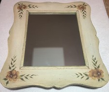 Specchio francese country/shabby chic dipinto a mano floreale 17” x 15”