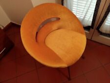 POLTRONCINA VINTAGE PER CAMERA DA LETTO COLOR GIALLO PESCA/ARANCIO 4 PIEDI CROMO