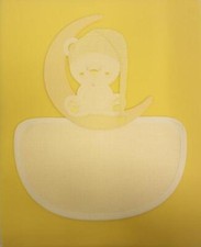 COPERTINA PER CULLA IN PILE GIALLO "ORSETTO SULLA LUNA" CON AIDA DA RICAMARE